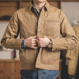 Retro Waxed Khaki Casual Jacket