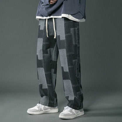 Vintage Geometric Patchwork Hip Hop Jeans