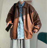 Oversized Solid Leather Jacket