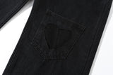 Heart Black Solid Denim Jeans
