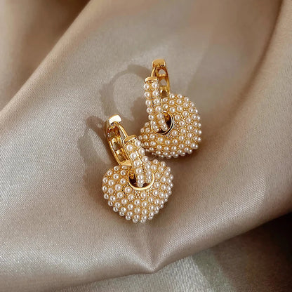 Luxury Sweet Pearl Heart Dangle Earring