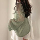 Hollow Out Lazy Style Wide Sleeves Shirt