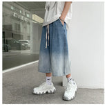 Men's Streetwear Gradient Calf-Length Denim Jorts