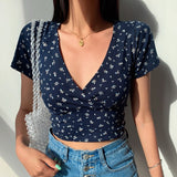 Floral V-neck Crop Top