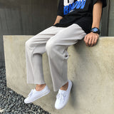 Mid-waist Pleated Straight Pants