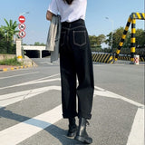 Denim Vintage Solid High Waist Jeans