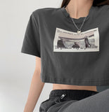 Coast Print Navel Crop Top