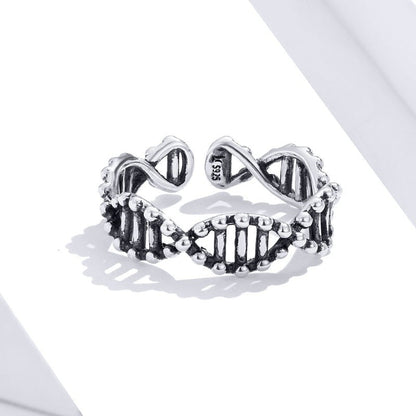 DNA 925 Sterling Silver Open Adjustable Finger Ring