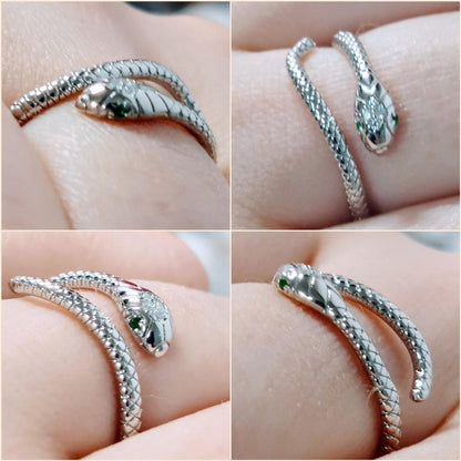 Snake 925 Sterling Silver Platinum Plated Ring
