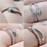 Snake 925 Sterling Silver Platinum Plated Ring