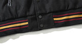 Dark Embroidery Leather Varsity Jacket
