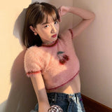 Pink Cherry Crop Sweater