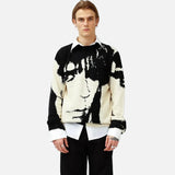 Streetwear Japanese Knitting Portrait Print Sweater