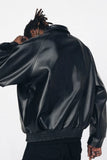 Streetwear Oversized Black Pu Leather Jacket