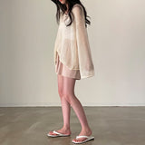 Hollow Out Lazy Style Wide Sleeves Shirt