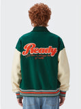 Ready Embroidery Green Varsity Jacket DAXUEN