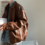 Oversized Solid Leather Jacket
