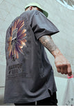 Oversize Skeleton Flower Printed Cotton T-Shirt