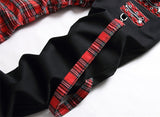 Red Patchwork Slim Denim Pants