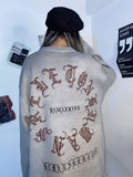 Gothic Letter Bat Skeleton Print Sweater