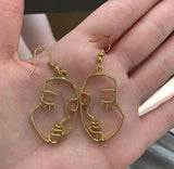 Gold Abstract Hollow Out Face Earrings