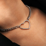 Grunge Clavicle Hollow Heart Necklaces