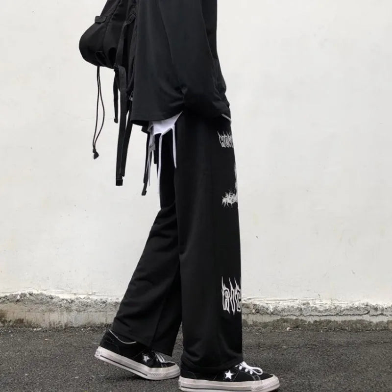 Gothic Cross Graphic Loose Pants