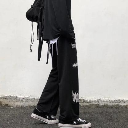 Gothic Cross Graphic Loose Pants