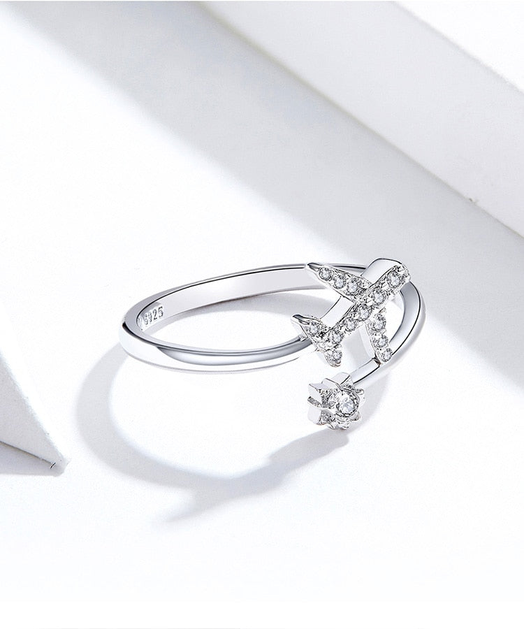 Flying Plane 925 Sterling Silver Ring