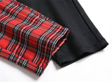 Red Patchwork Slim Denim Pants
