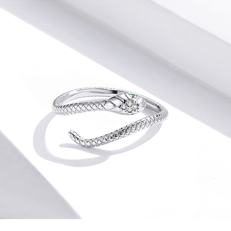 Snake 925 Sterling Silver Platinum Plated Ring
