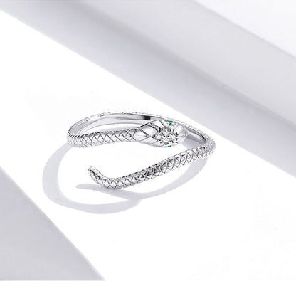 Snake 925 Sterling Silver Platinum Plated Ring