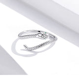 Snake 925 Sterling Silver Platinum Plated Ring