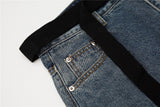 Baggy Belt Mid-waist Denim Pants