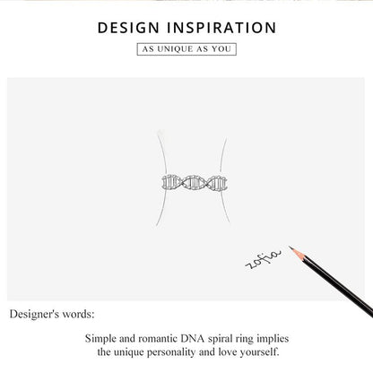 DNA 925 Sterling Silver Open Adjustable Finger Ring