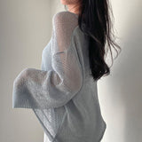 Hollow Out Lazy Style Wide Sleeves Shirt