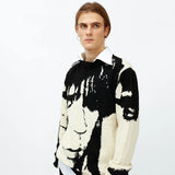 Streetwear Japanese Knitting Portrait Print Sweater
