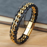 Leather Chain Magnetic Clasp Bracelet