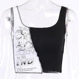 Patchwork Color Block Crop Tank Top