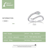 Snake 925 Sterling Silver Platinum Plated Ring
