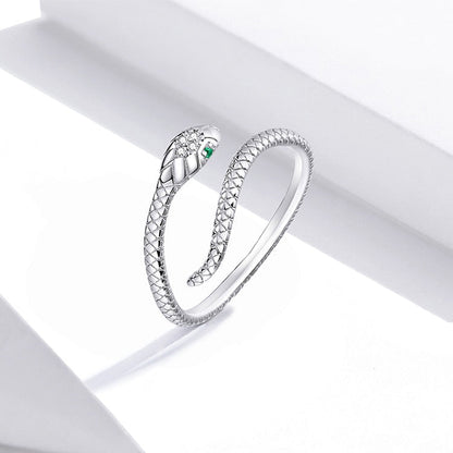 Snake 925 Sterling Silver Platinum Plated Ring