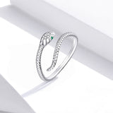 Snake 925 Sterling Silver Platinum Plated Ring