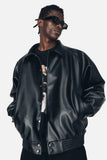 Streetwear Oversized Black Pu Leather Jacket