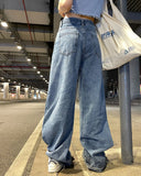 Ripped High Waist Wide-leg Jeans