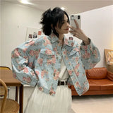 Women Versatile Sweet Floral Denim Jacket
