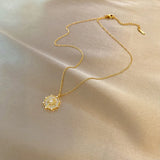 Stylish Stainless Steel Geometric Zircon Necklace
