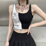 Patchwork Color Block Crop Tank Top