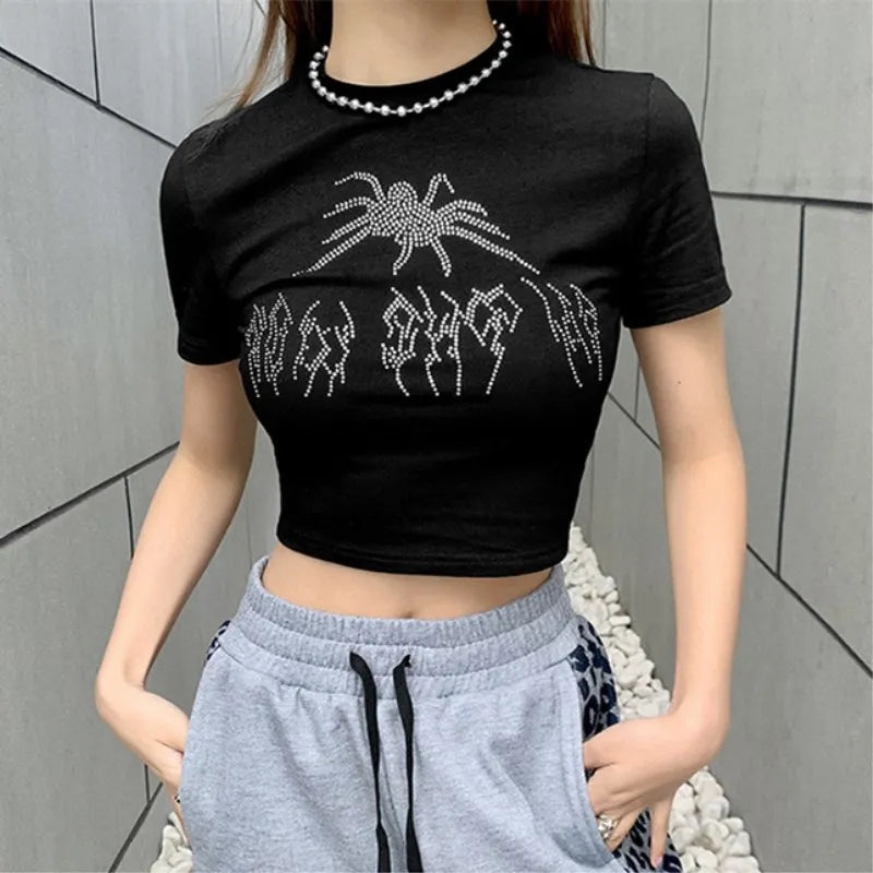 Y2K Rhinestone Embelished T-shirt