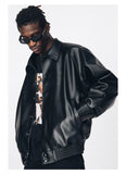 Streetwear Oversized Black Pu Leather Jacket