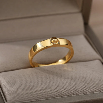 Gold Plated Face Stainless Steel Ring